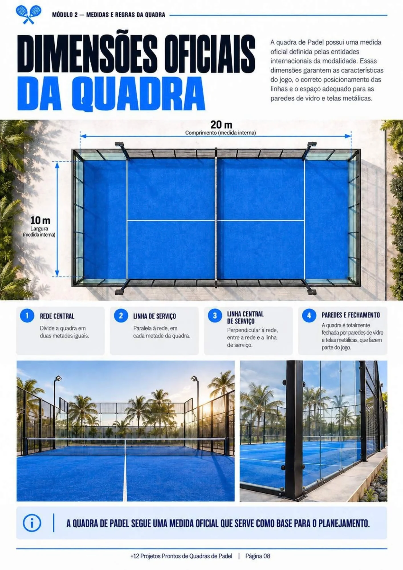 Prévia de projeto de quadra de padel